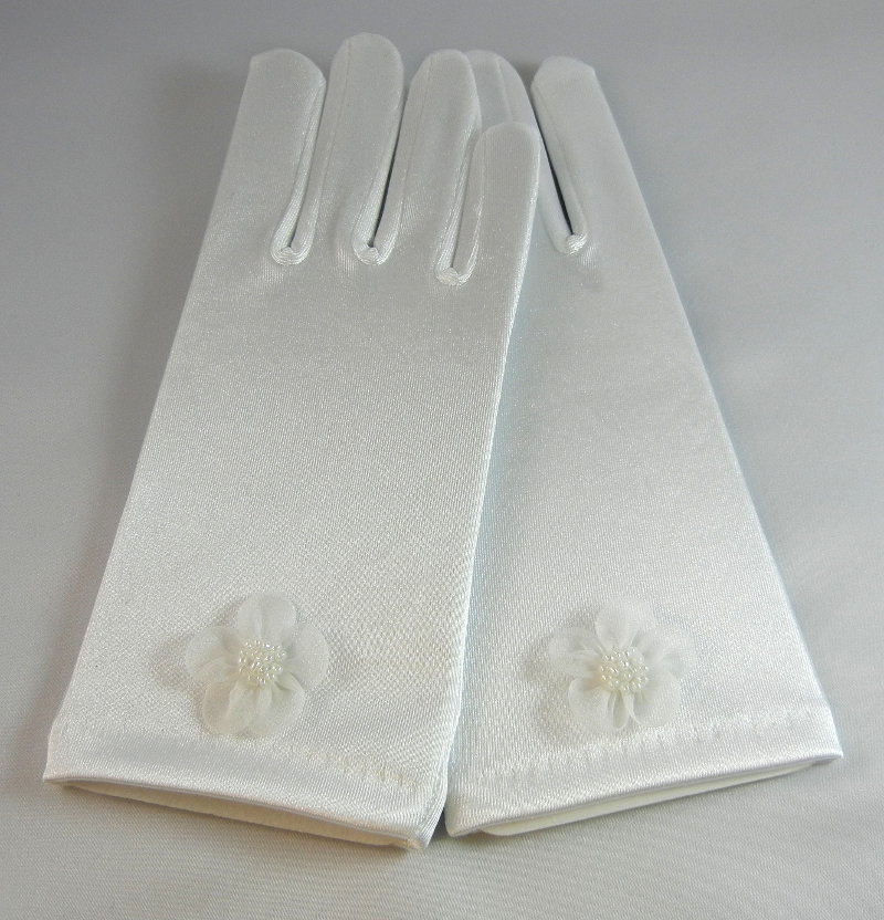 Satin Gloves with Flower